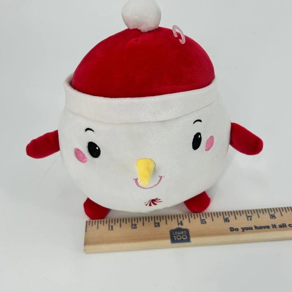 Snowman Plush Santa Hat Peppermint Buttons Christmas 7 Inch